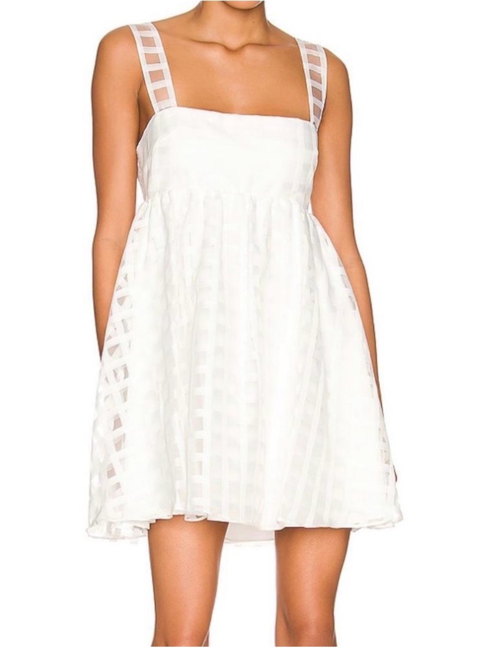 Amanda Uprichard White Sheer-Striped Mini Dress